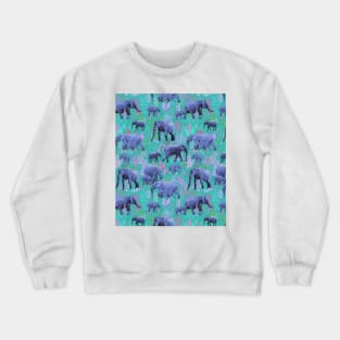 Sweet Elephants in Bright Teal, Pink and Purple Crewneck Sweatshirt